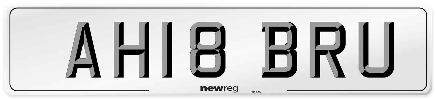 AH18 BRU Number Plate from New Reg